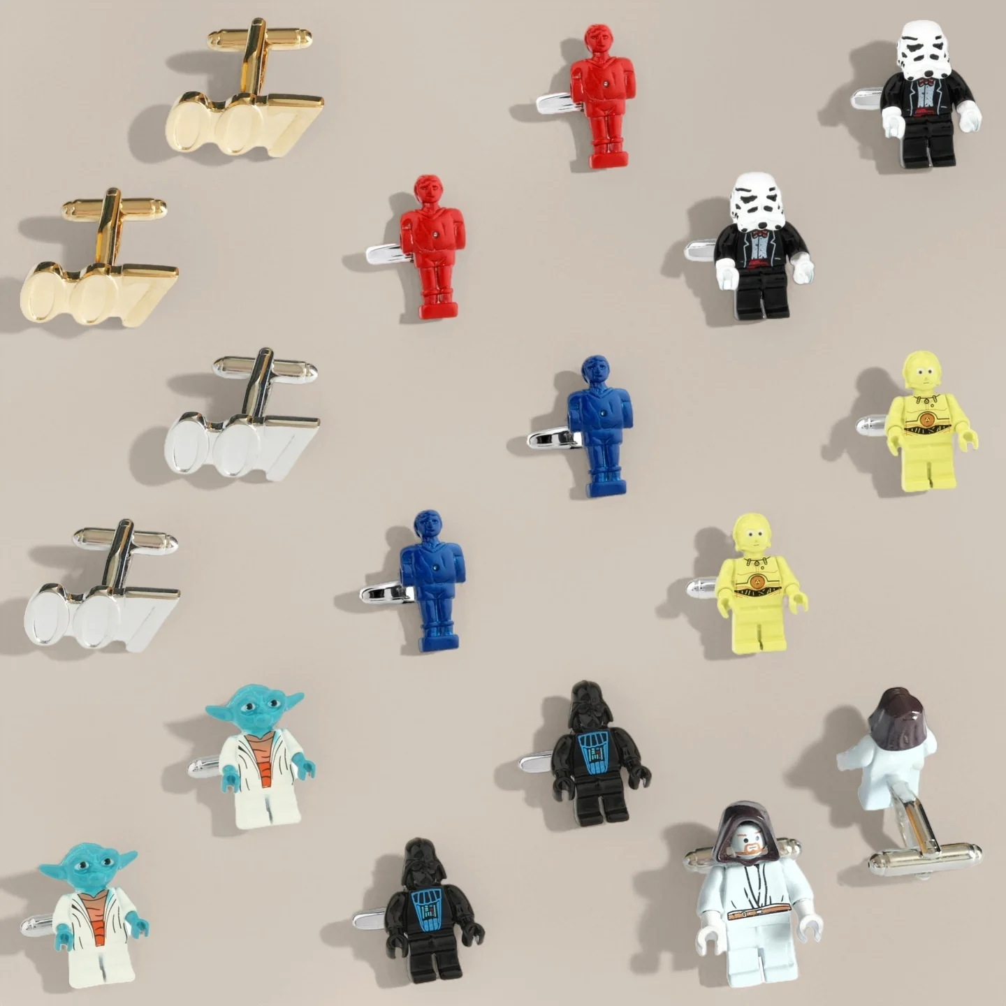 Gemelos de héroe de moda de 9 estilos, gemelos con pintura estampada para hombre, 1 par