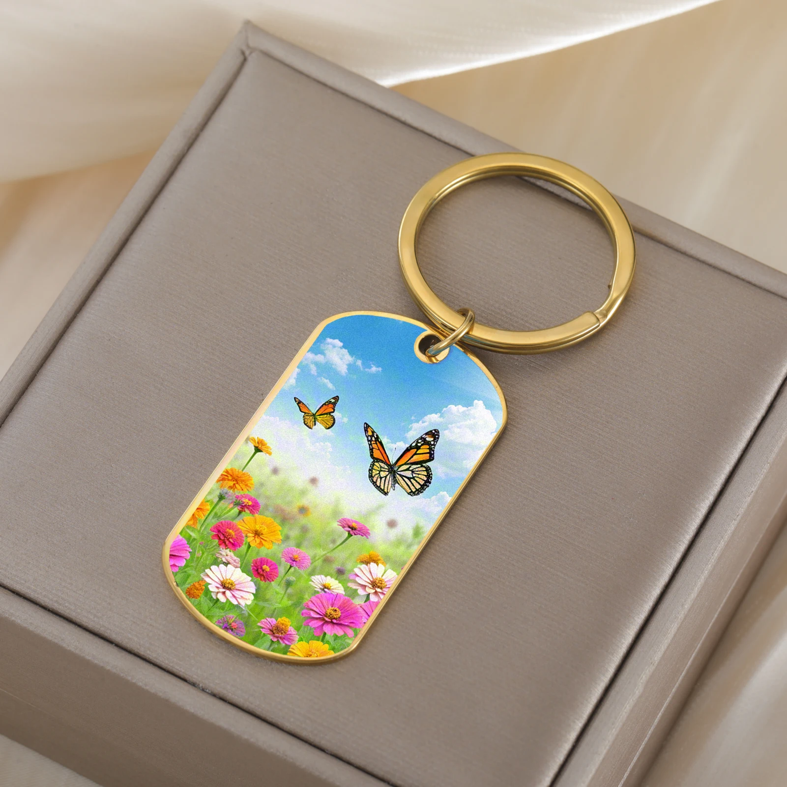 

Flower Butterfly Custom Keychain Collect Natural Poetic Capturing Beauty Butterfly Shadows Suitable Nature Enthusiast Life Lover