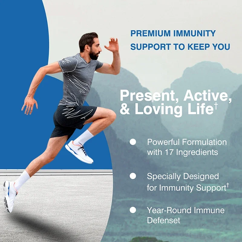 كبسولات تعزيز المناعة - مضادات الأكسدة، تعزز المناعة، تدعم صحة الجهاز التنفسي - مع فيتامين C والزنك والتوت
