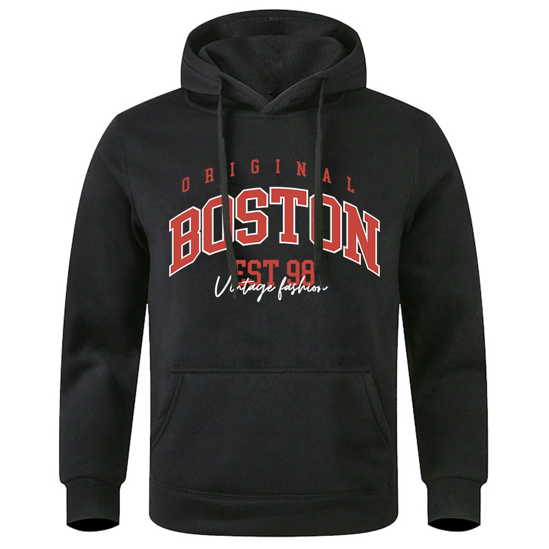 Boston Est 98 Printing Men Sweatshirts Versatile Fleece Sportwear O-Neck Casual Sport Shirts Personality Oversized Comfy Top