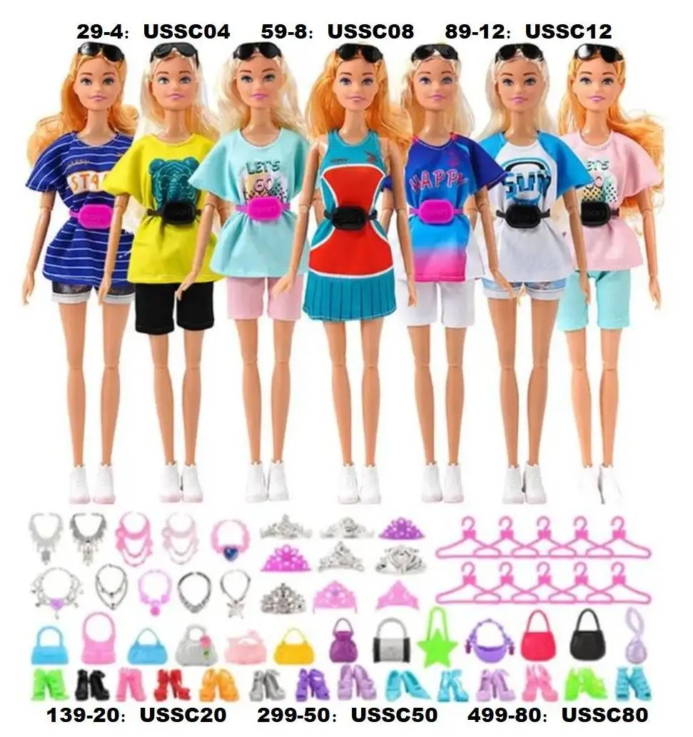 28 Items / Lot Doll Summer Clothes Lover Wear Swimsuits Bikini Female Male Clothing With Accessories For Barbie Swimming Outfits