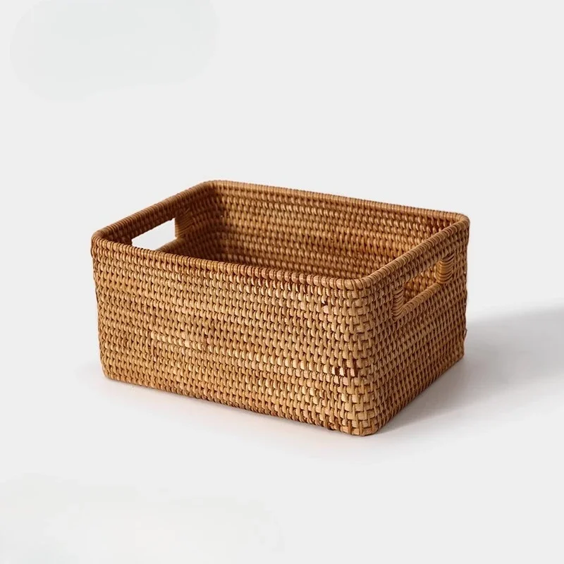 Rattan storage basket Snack sundries frame Desktop rectangular household