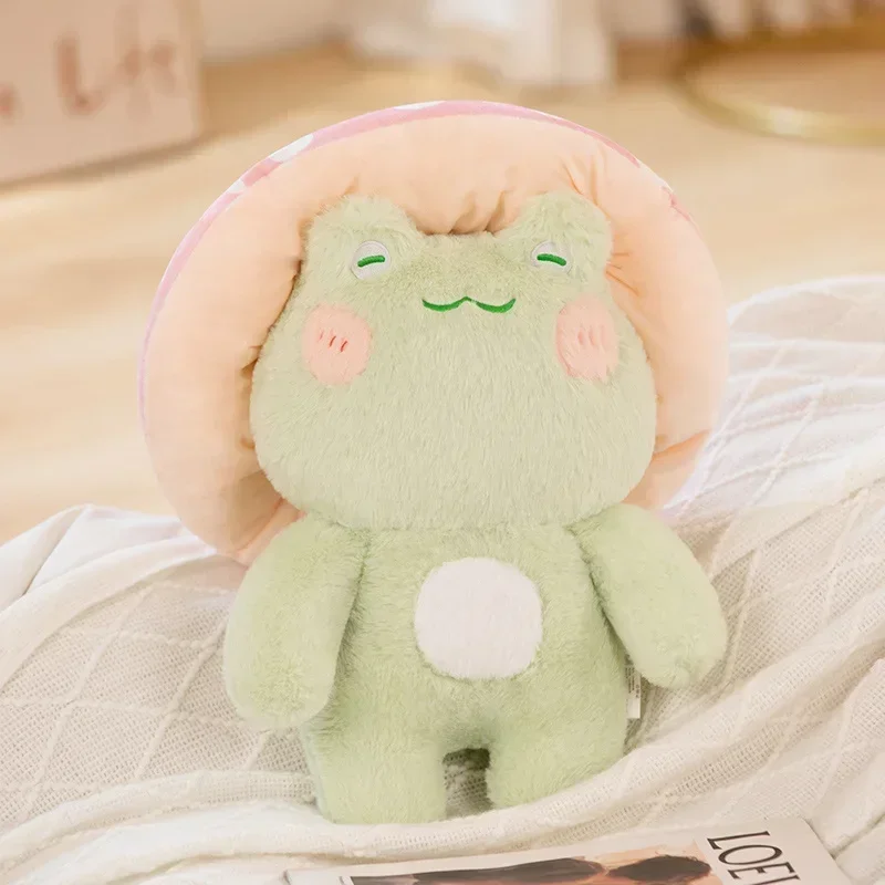 Juguete de peluche creativo de rana y seta, ranas solitarios, juguete de peluche, muñeca curativa encantadora, almohada suave Kawaii para niñas, regalo para niños
