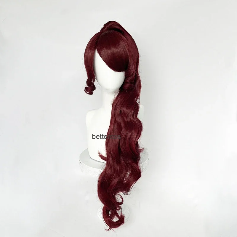 Princess mekara cosplay wig Melissa Long clip ponytail dark wine red heat resistant synthetic hair anime wigs wig cap