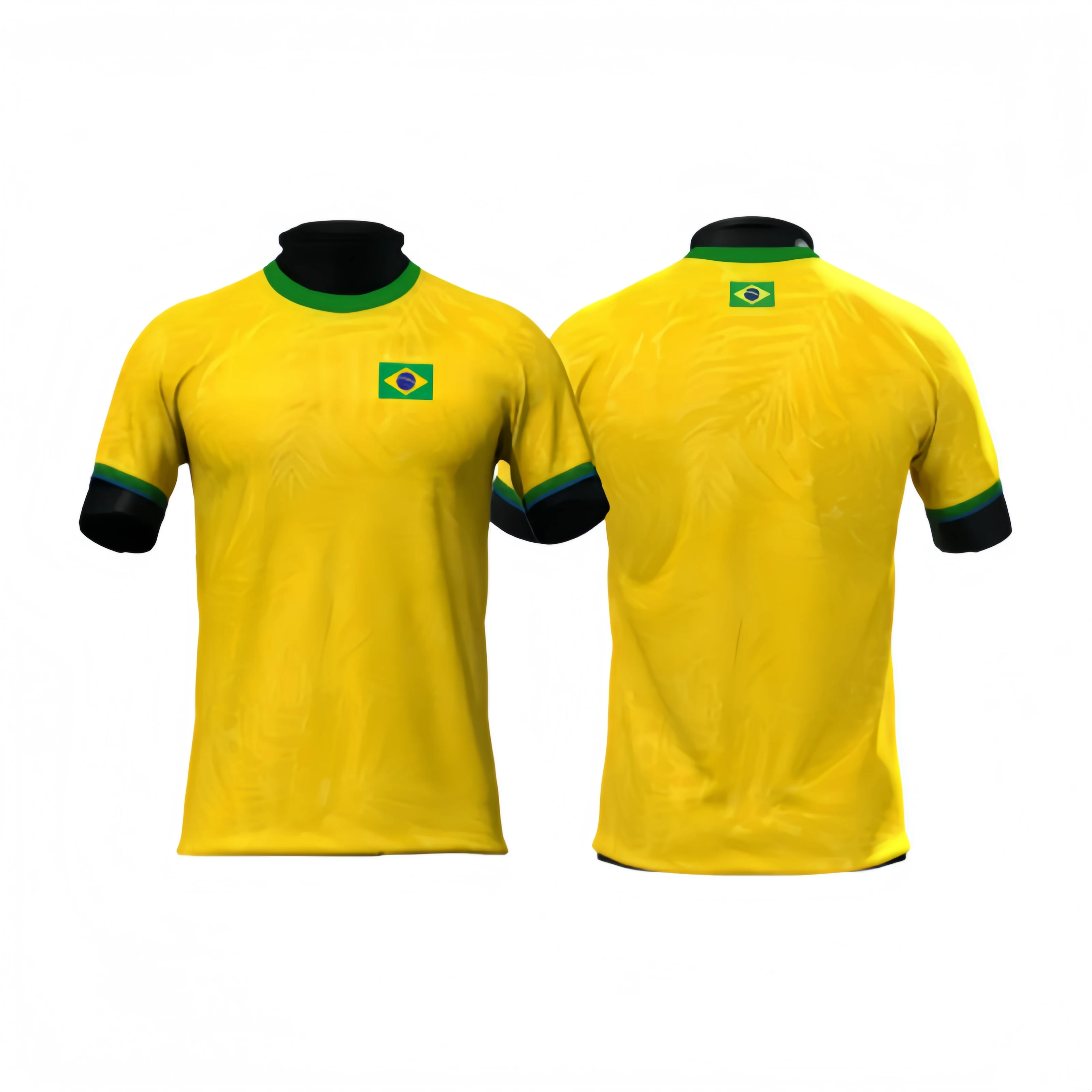 Brazilian Style Yellow Soccer T-Shirt for Men | Quick-Dry 3D Short Sleeve Jersey for Sports & Street Fashion