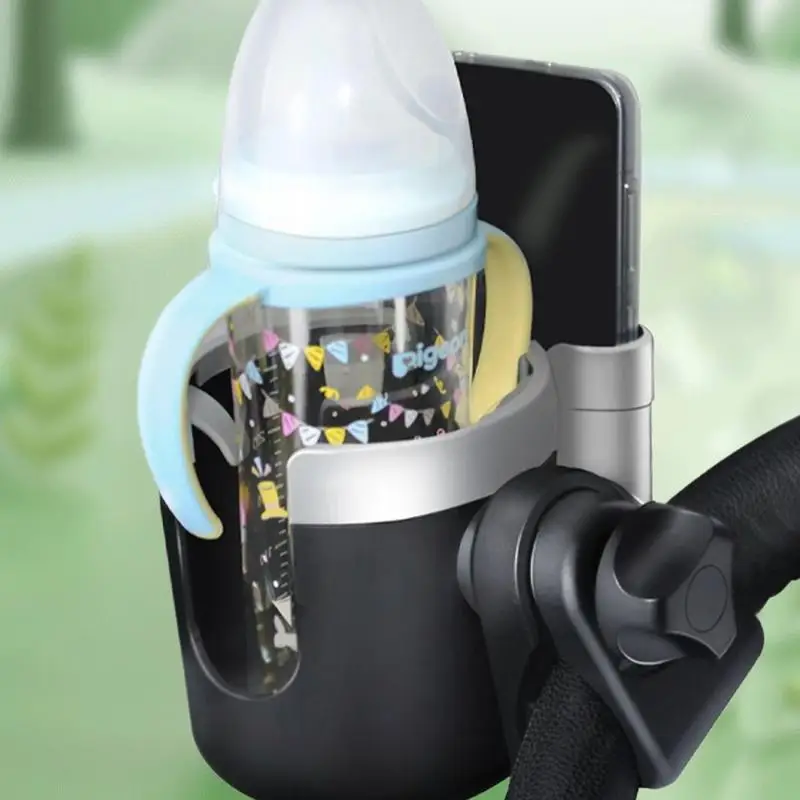 2-in-1 Rotatable Cup Holder with Phone Mount Anti-Slip Organizer for Electric Scooter Bike Wheelchair Pram Accessories