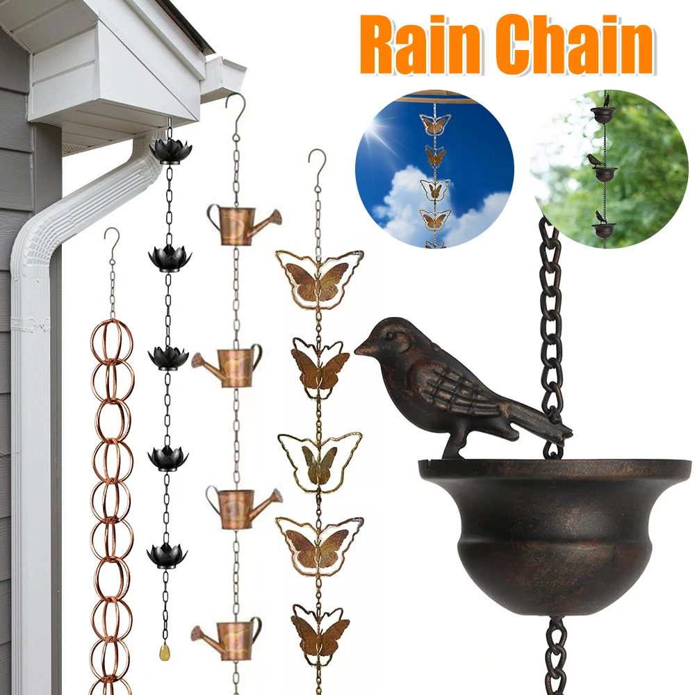 

Creative Rain Chain Rain Catcher For Gutter Roof Decoration Anti-Rust Metal Drainage Rain Chain Downspout Tool Outdoor Decor
