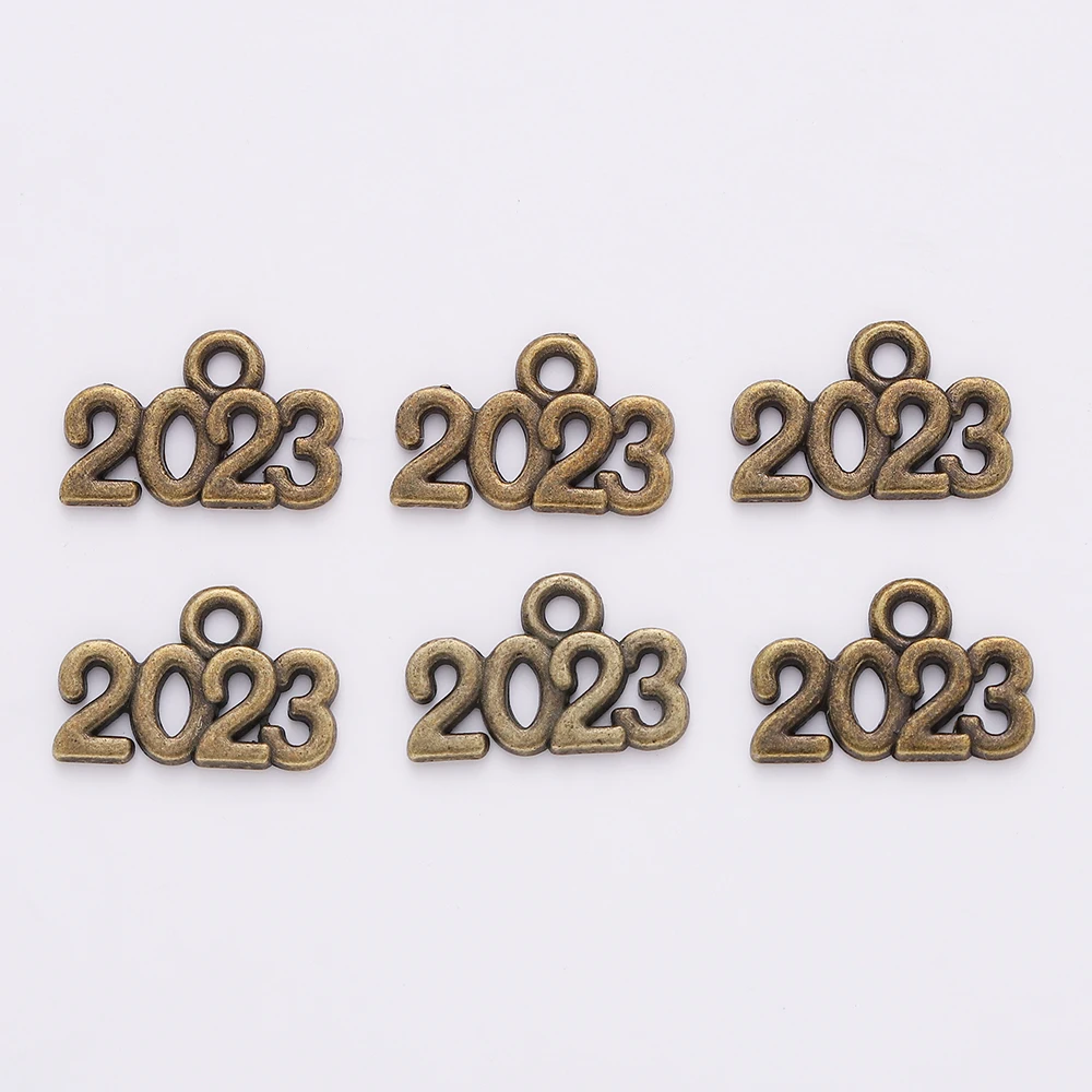 50pcs 7 Colors Alloy Metal Classic Number 2023/2024/2025 Year Charms Fit Souvenir Handmade Jewelry Accessories Making 9x14mm