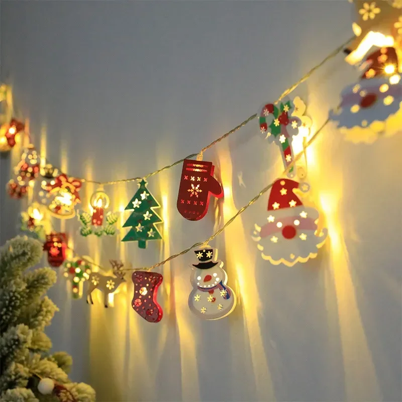 Weihnachten LED Lichterkette Weihnachtsmann Elch Schneemann Weihnachten Ornament Lichterkette Weihnachtsdekorationen 2023 Neujahr Navidad Geschenk