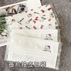 Hello Kitty Sanrio anime peripheral cartoon cute printed masks creative kawaii individually packaged disposable masks wholesale