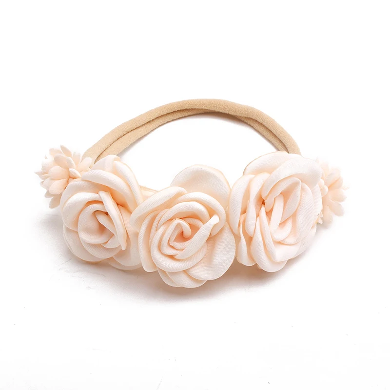 Diadema elástica de nailon para niña recién nacida, banda para el pelo de flores para niños pequeños, diademas suaves, accesorios para el cabello