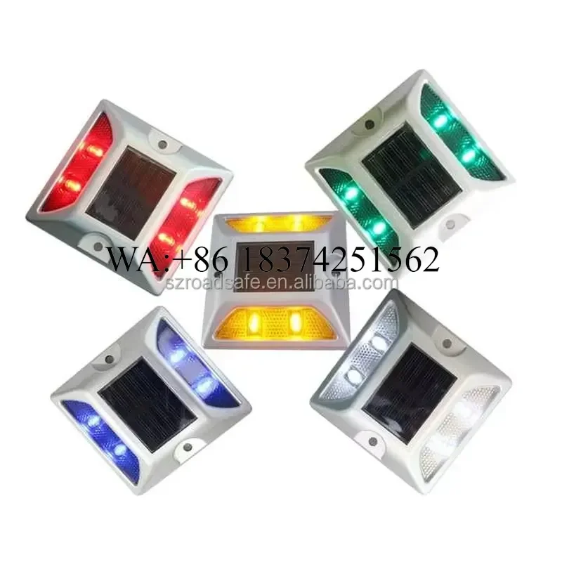 Wmwmnu for RoadSafe Solar LED Spike Reflective Cast Aluminum Road Stud Model RS-SR-10 Traffic Safety Raked Square Light