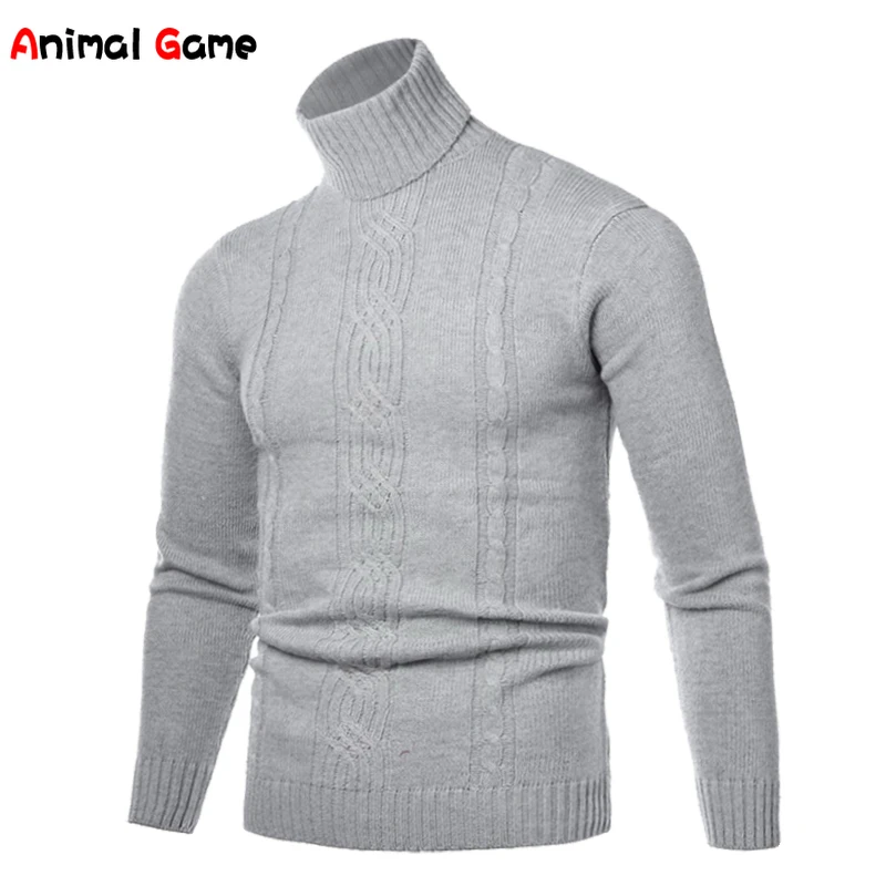 Autum Men\'s Solid Color Warm Sweater Oversized Pullover Turtleneck Jumpers Pullovers Men Clothes