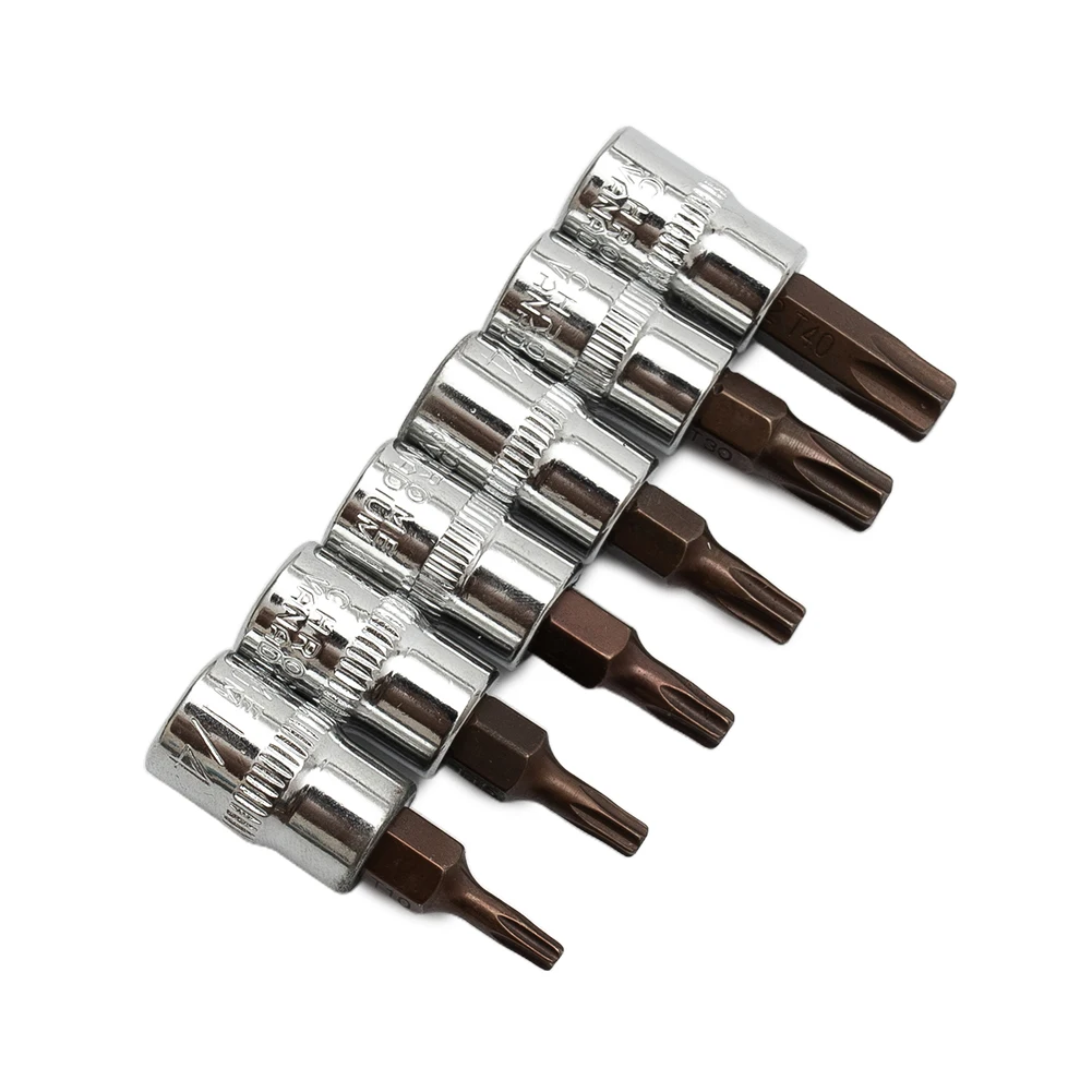 6 teile/satz 1/4 "Torx-Schraubendreher-Bit-Set Antriebs buchsen kopf Schrauben dreher Handwerkzeug-Bohrer-Set t15 t20 t25 t30 t40