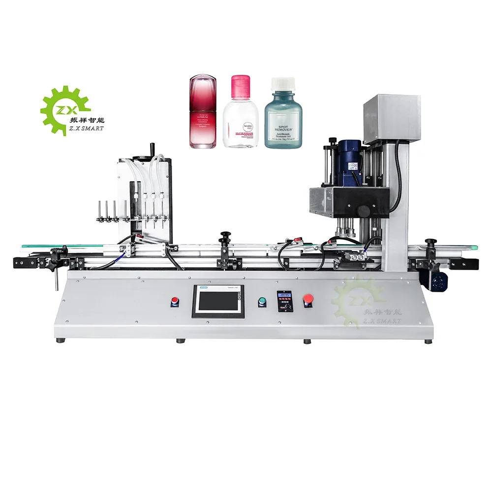 ZXSMART Automatic Lotion Shampoo Cosmetic Can Lip Gloss Tube Small Water Bottle Filling Machine Liquid Filling Capping Machine