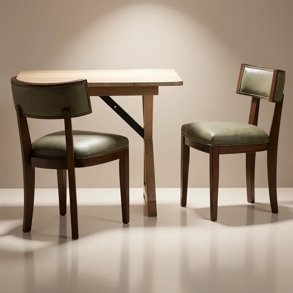 Mid Century Modern Dining Chairs Set of 2 Faux Leather Upholstered Dining Room Chair with Curved Backrest Farmhouse Kitchen Chai