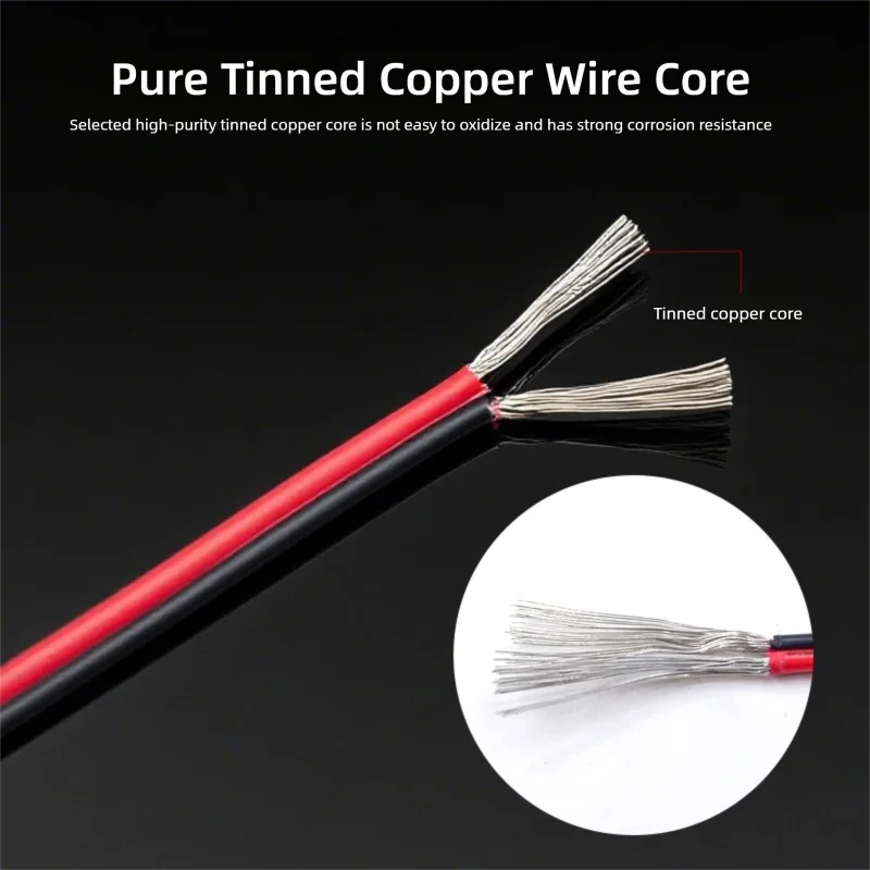 2 Pin Wire Electric Copper Cable 28 26 24 22 20 18 16 AWG LED Strip Lamp Lighting Cable PVC Extend Cord White Black Red UL2468 image 5