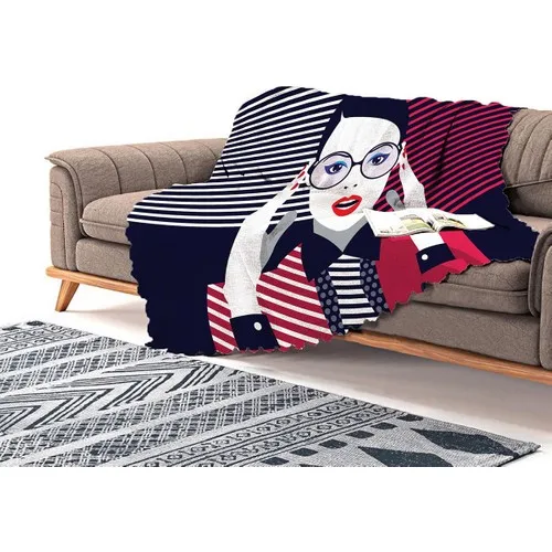 Realhomes Pop Art Mujer Elegante Designed Digital Printed Chenille Sofa Throw