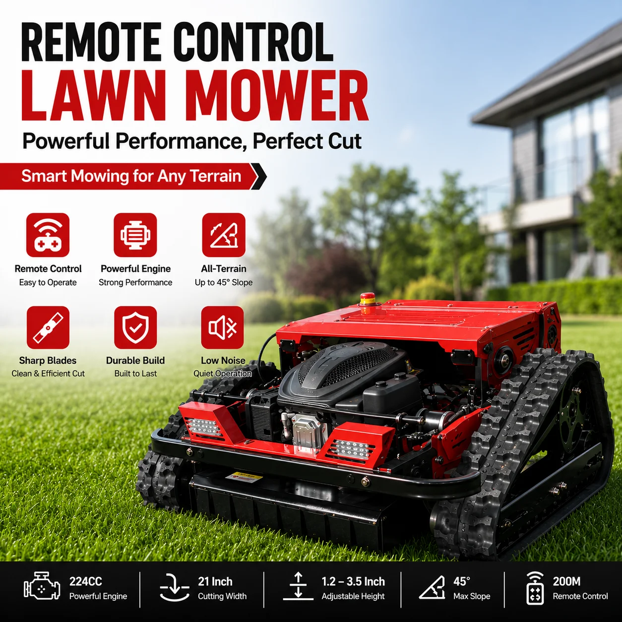 Custom CE Euro 5 Compact Grass Cutting Machine for Municipal Landscaping and Property Maintenance