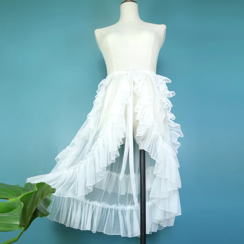 Gorgeous Flower Wedding Gauze Mesh Cover Up Skirt Lolita Perspective Cover Skirt Dress Dress Lolita Girl Single Layer Half Skirt