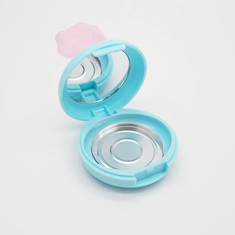 

1Set Loose Powder Box Refillable Blusher Container Mirror Compact DIY Beauty Tool Jar Blue No Aluminum Included
