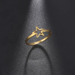Simple Five pointed Star Women's Ring Stainless Steel Simple Elegant Ring Accessories Couple Jewelry Gifts