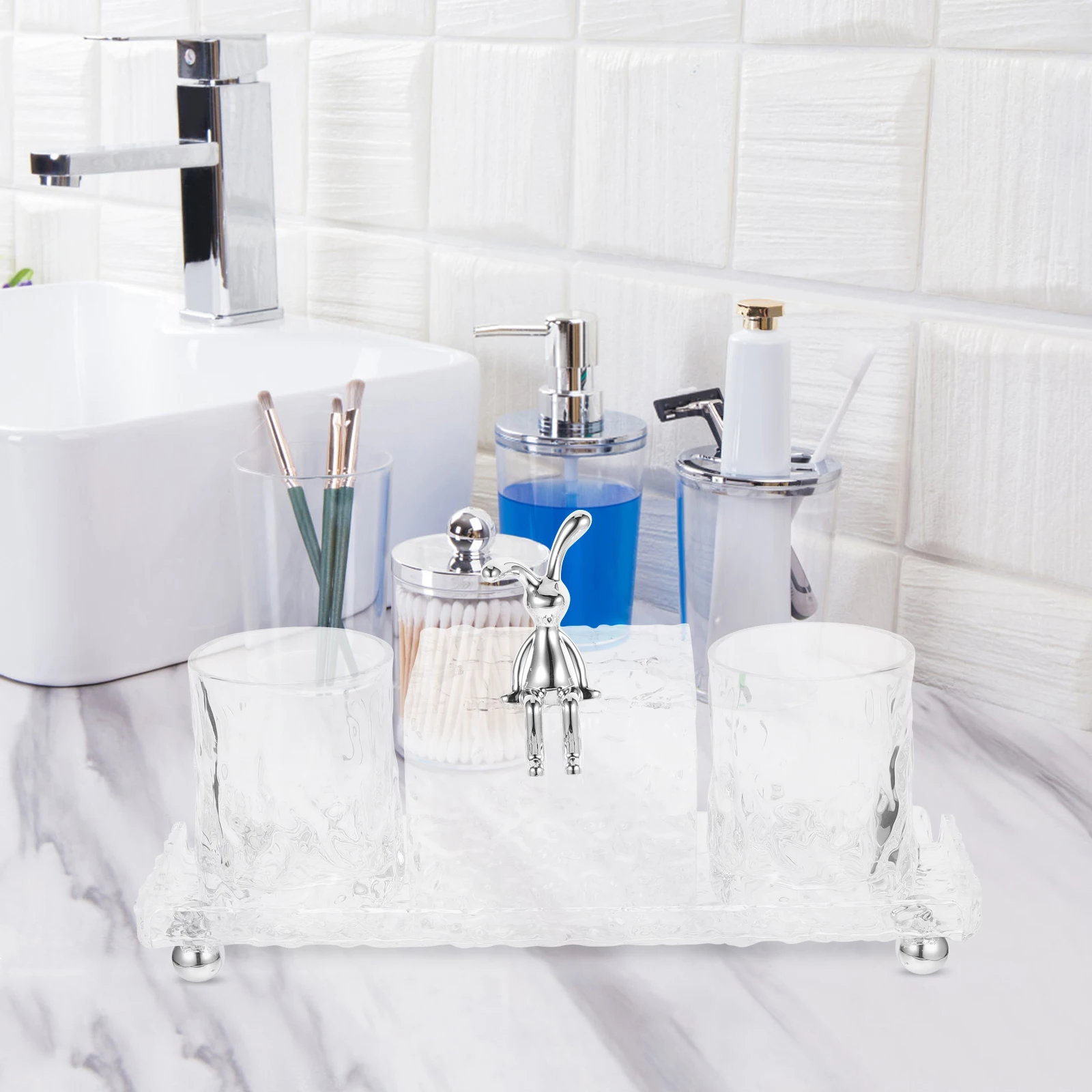 

Sturdy Acrylic Toothbrush Holder Tooth Cup Bath Countertop Organizer for Electric Toothbrush Shaver Cleansing Tools Reusable