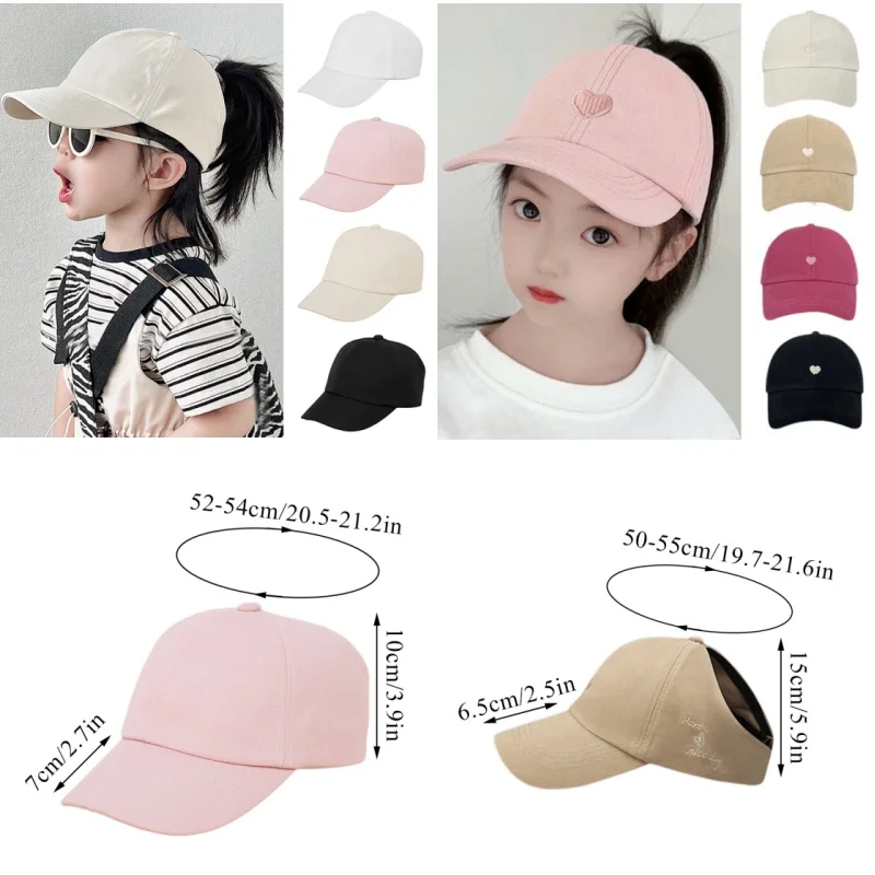 Summer Children Baseball Cap Cute Sunshade Sunblock Empty Top Casual Boys Girls Sunbonnet Sun Visor High Ponytail Pure Color Hat