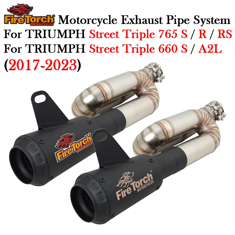 

Motorcycle Exhausr Modify Escape Moto Muffler Catalyst Middle Link Pipe For TRIUMPH Street Triple 765 660 S R RS A2L 2017 - 2023