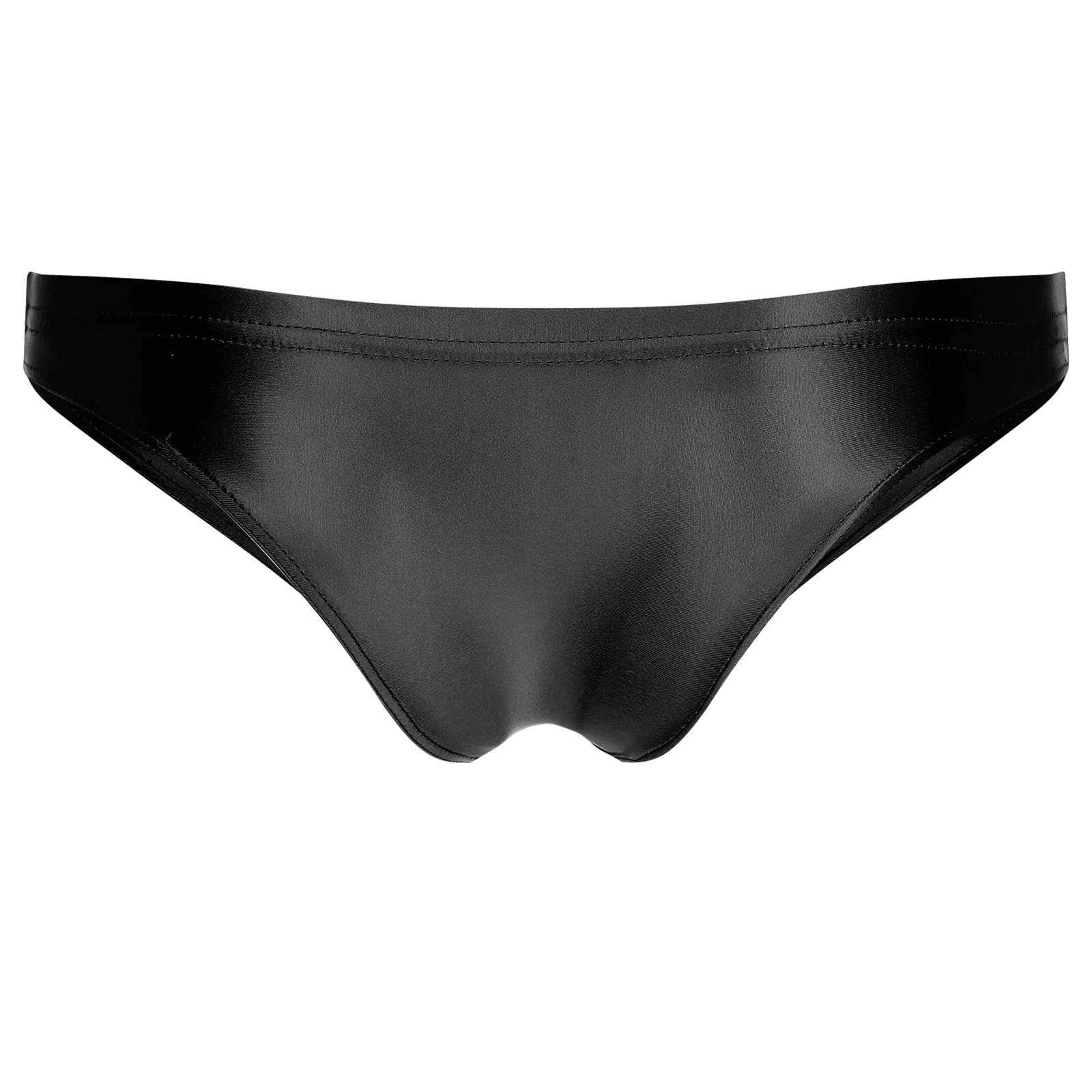 Men's Glossy Slick Low Rise Briefs Swimwear Swimsuit Bottoms Males Lingerie Solid Elastic Waistband Panties Underpants Underwear