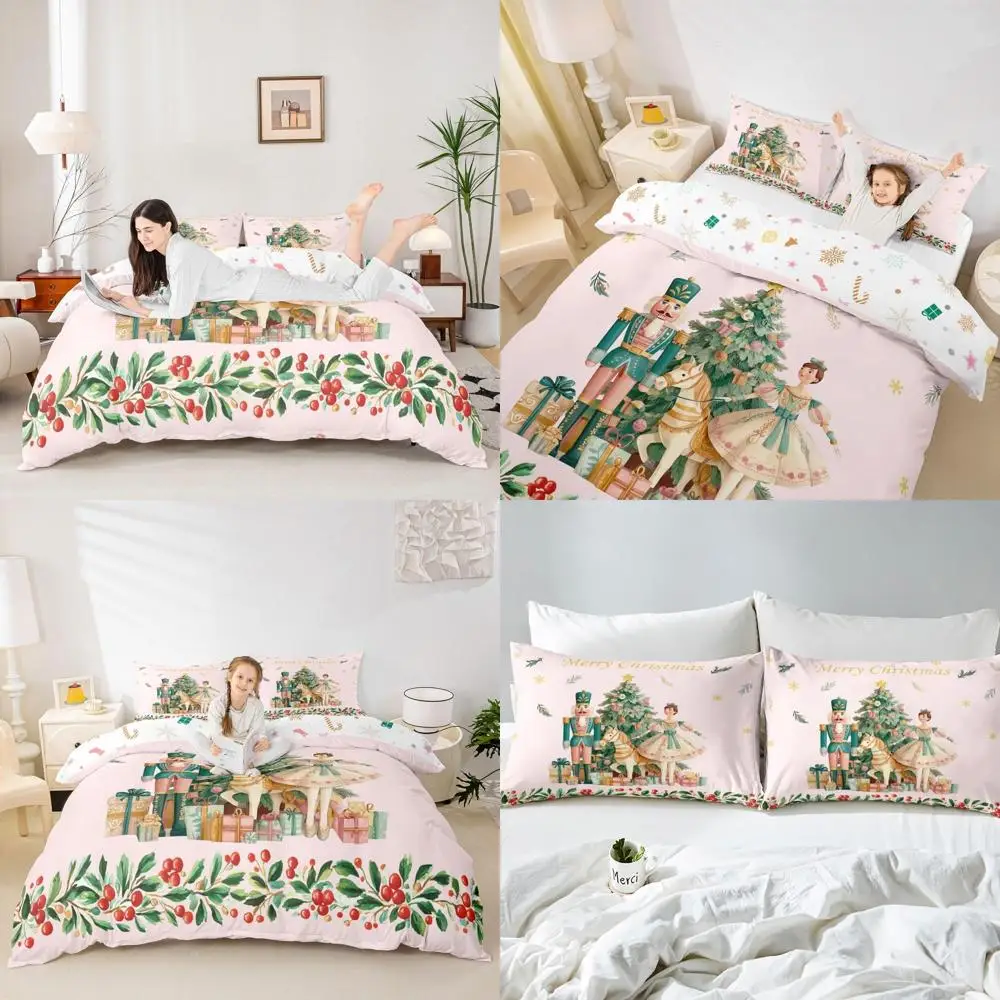 

Merry Christmas Nutcracker Duvet Cover | Festive Horse Winter Bedding Set | Full Size