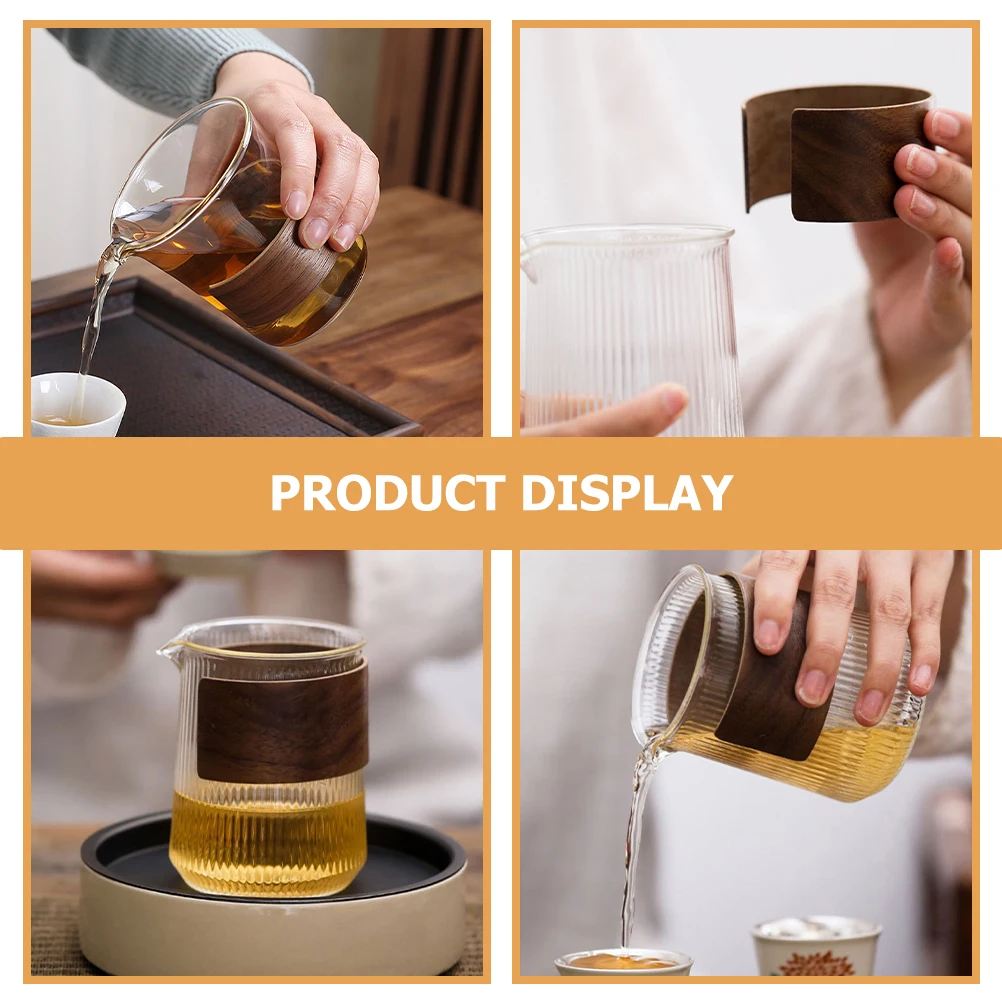 

3Pcs Walnut Wooden Cup Sleeves 6x3cm Reusable Insulated for Hot Cold Drinks Coffee Home Office Kitchen Bar Use