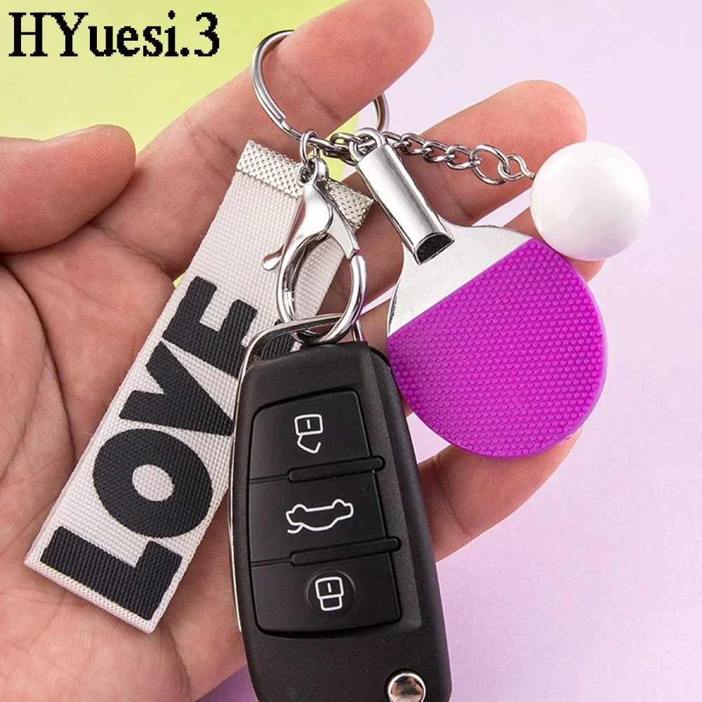 Sports Badminton Keychain Mini Metal Tennis Ball Racket Pendant With Keyring Love Wrist Strap Birthday Christmas Gift For Kids