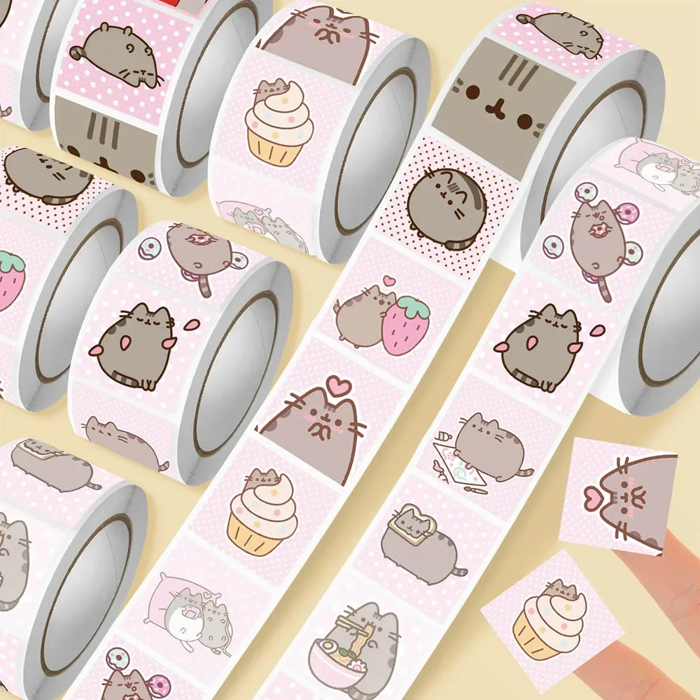 500 Adesivos de Rolos de Gato Pusheen, à Prova d'Água, para Graffiti, Scrapbooking, Caderno, Celular, Decoração Fofa, Brinquedos
