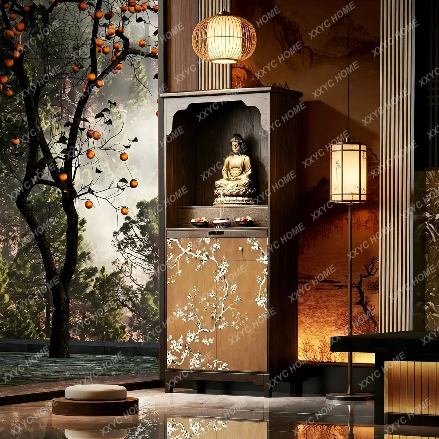 Solid wood Buddhist niche cabinet offering table shrine shrine Buddha statue offering table incense table living room tea cabine