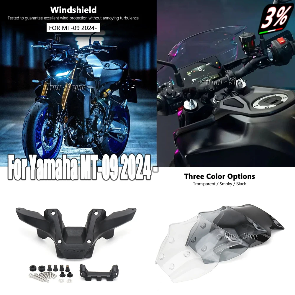 

MT09 2024 Wind Deflectors Windshield Bracket Windscreen Protector Motorcycle Accessories New For YAMAHA MT 09 MT-09 mt09