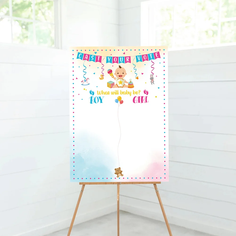 

1Set Baby Gender Reveal Poster Voting Stickers Party Game Cartoon Pattern Boy Girl Prediction Cards Baby Shower Interaction