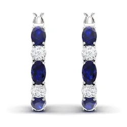 Huitan Women's Hoop Earrings with Blue/White Cubic Zirconia Temperament Bridal Wedding Party Earrings Fashion Versatile Jewelry