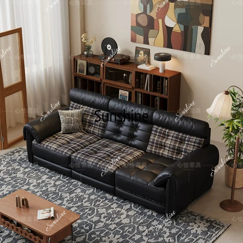 Medieval sofa leather cloth dual-purpose straight row adjustable high backrest down