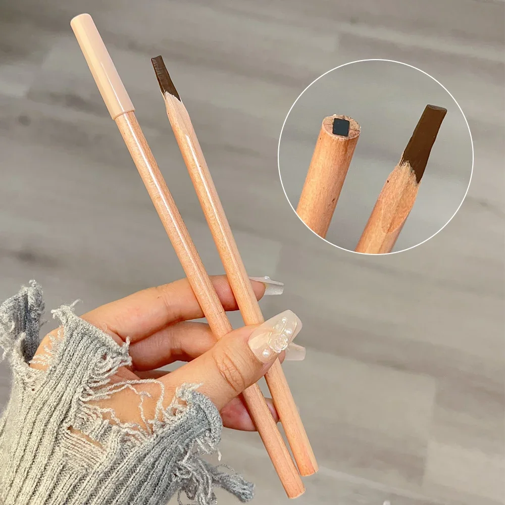 Natural Eyebrow Pencil Waterproof Non-smudge Long Lasting Microblading Wood Black Gray Eyeliner Eyebrow Enhancers Tint Cosmetics