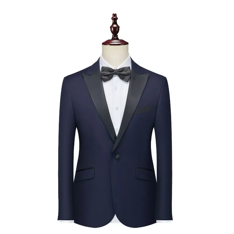 KIDWHXR Man Suit Coat Simple Slim Breathable Patchwork Male Blazer Single-breasted Long Sleeve Wedding Groom Men Outerwear