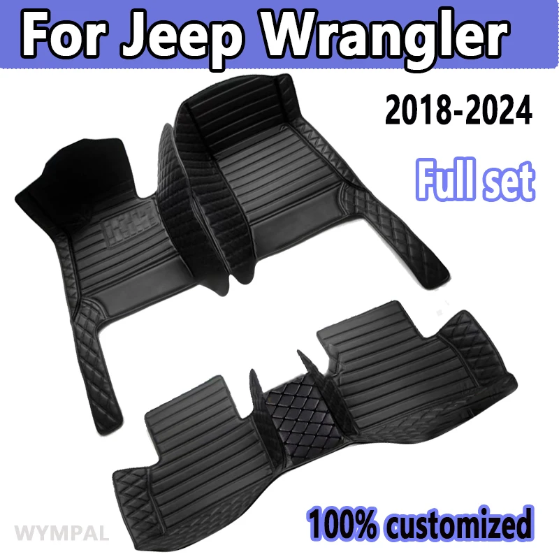 Car Floor Mats For Jeep Wrangler Four Doors 2018 2019 2020 2021 2022 2023 2024 Custom Auto Carpet Cover Interior Accessories