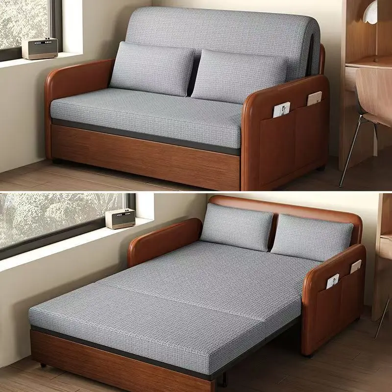 Sofa bed folding dual-purpose small apartment broaching bed, living room pulling and retractable multi-functional integ