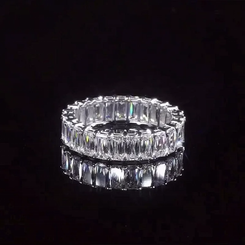 Luxury 100% 925 Sterling Silver Radiant Cut Simulated Diamond Gemstone Engagement Rings Wedding Band Fine Jewelry Wholesale