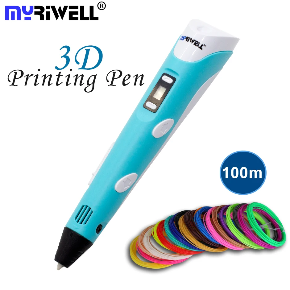 Myriwell 3D Printing Pen LED Screen DIY Drawing Pen With 1.75mm 100M ABS Filament Creative Toy Gift For Kids Design