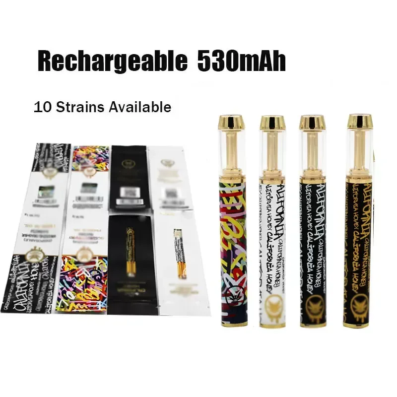 Großhandel kostenlose Steuer 50 teile/los Kalifornien Honig Einweg Vape Pen 1ml leeren Wagen Keramik spule 550mah wiederauf ladbar mit Verpackung