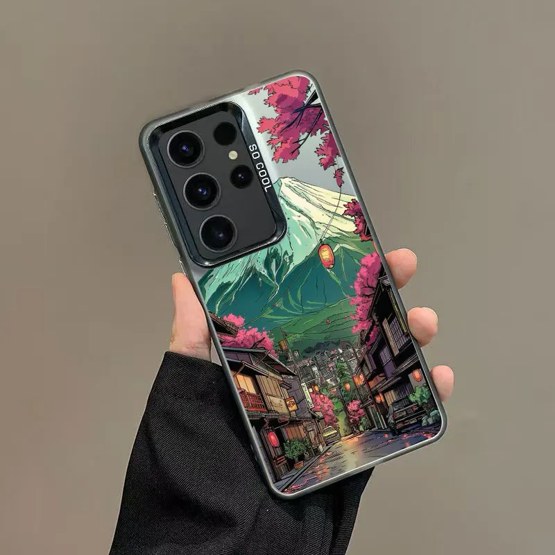 

For Samsung S24 S23 Ultra Plus FE S25 S22 Ultra Plus S21 FE Laser Phone Case Japanese Mount Fuji Scenic Area Shockproof Covers