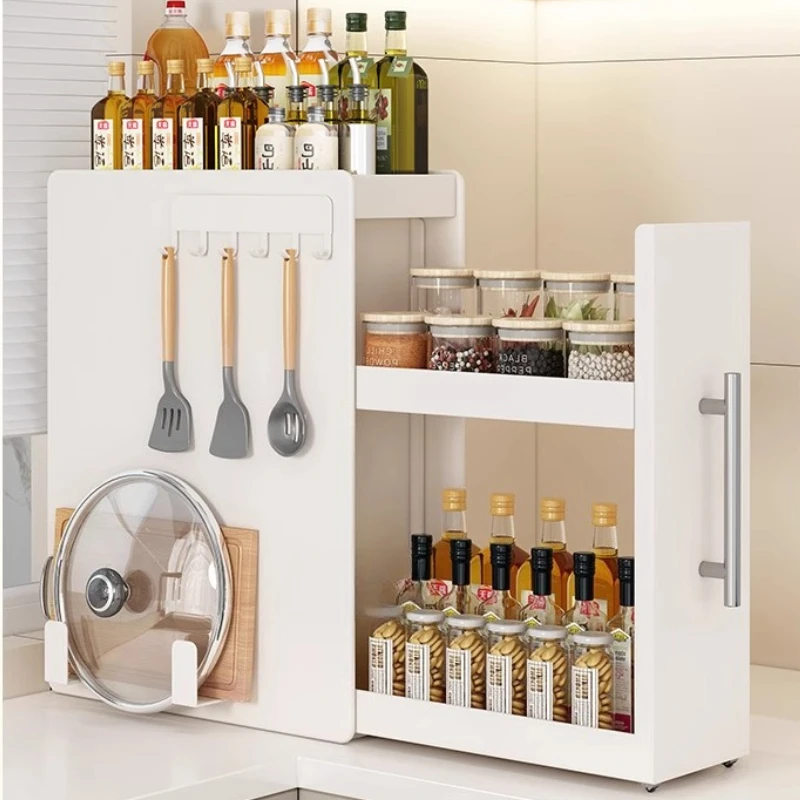

Pull-Out Spice Storage Rack Narrow Kitchen Shelf 3-Tier Dustproof Condiment Organizer Space Saving Oil Vinegar Seasoning Holder‌