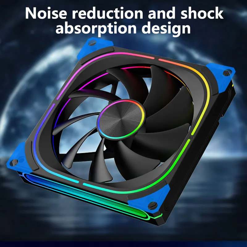 UPSIREN PF-14 V2 140MM ARGB Performance Chassis Fan 600-1600RPM Hydraulic Bearing 5V-3PIN ARGB/4PIN PWM 9 blades Prism Halo Fan image 3