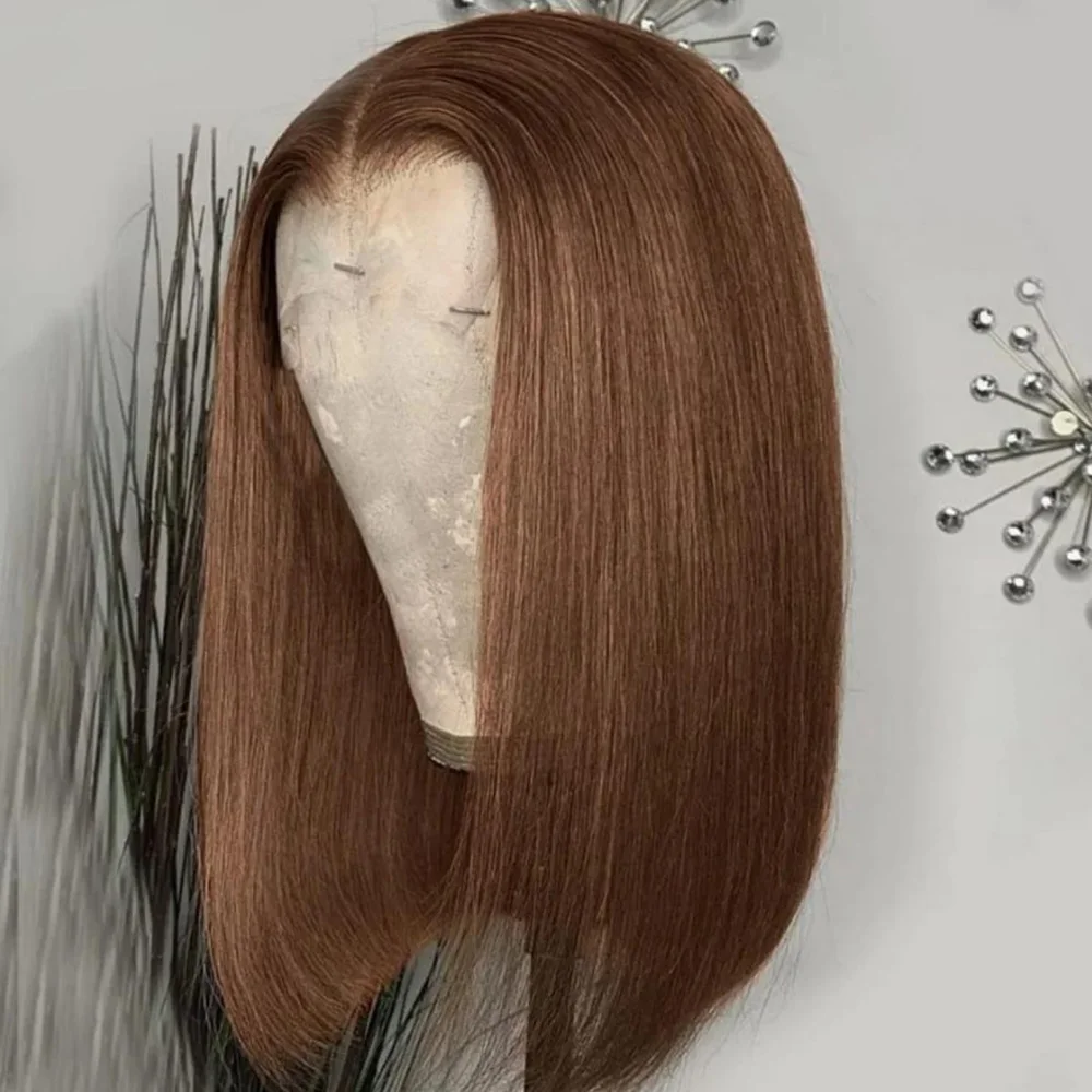 

#4 Chocolate Brown Short Bob Wig Straight Bob Pre Plucked Human Hair Wig Short Straight Bob Human Hair Wig For Women